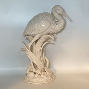 Fitz & Floyd Atlantis Heron Bird Figurine Sculpture Seashells Coastal Home Decor